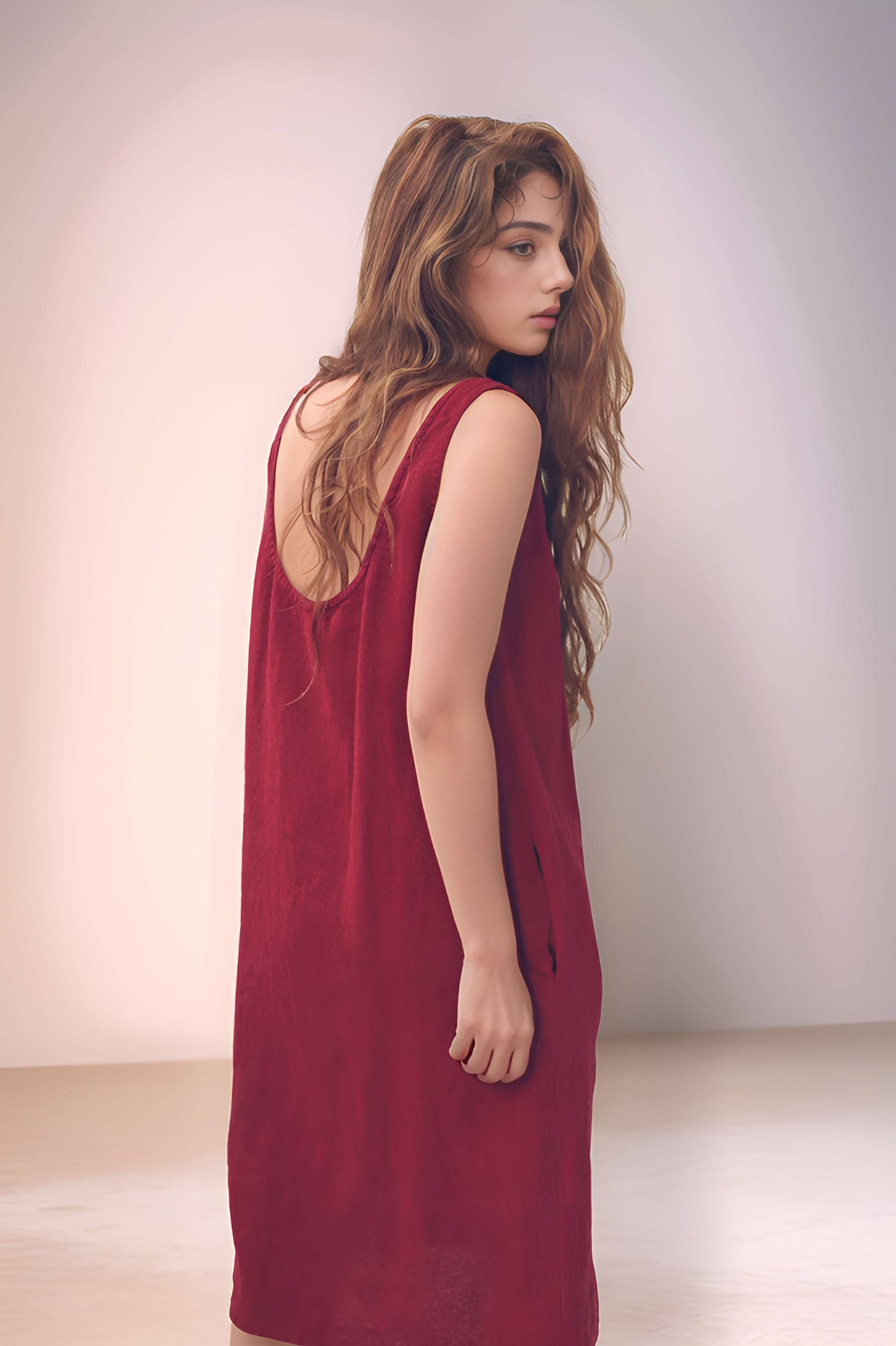 Sleeveless Linen Midi Dress ANNECY with Pockets