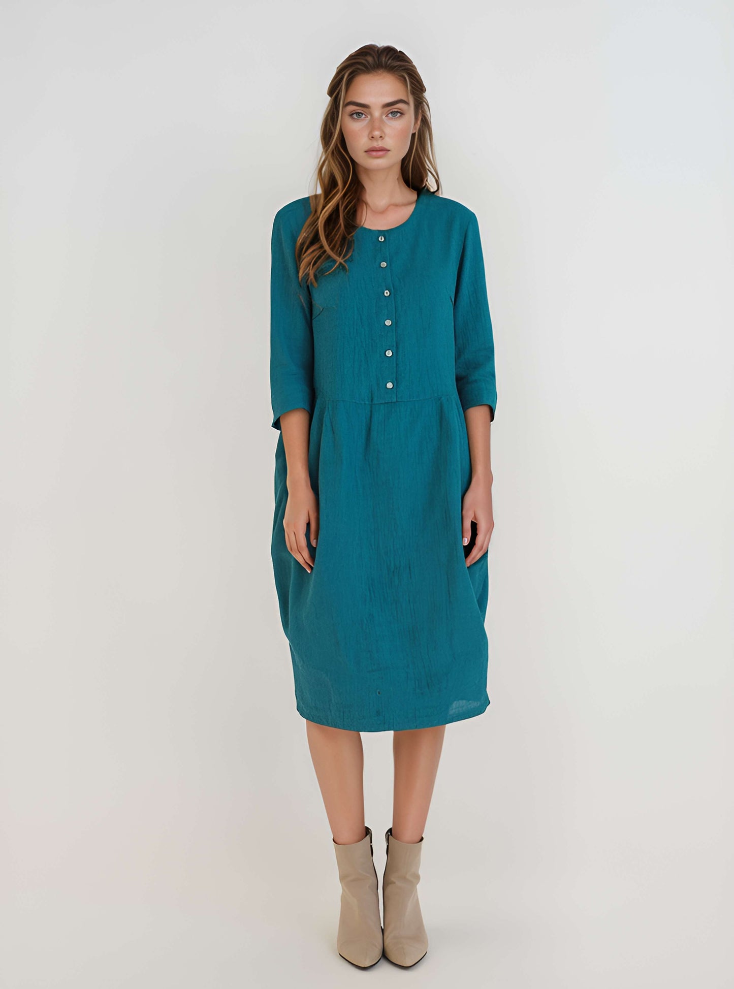 Sleeveless Linen Midi Dress GRENOBLE Casual Summer