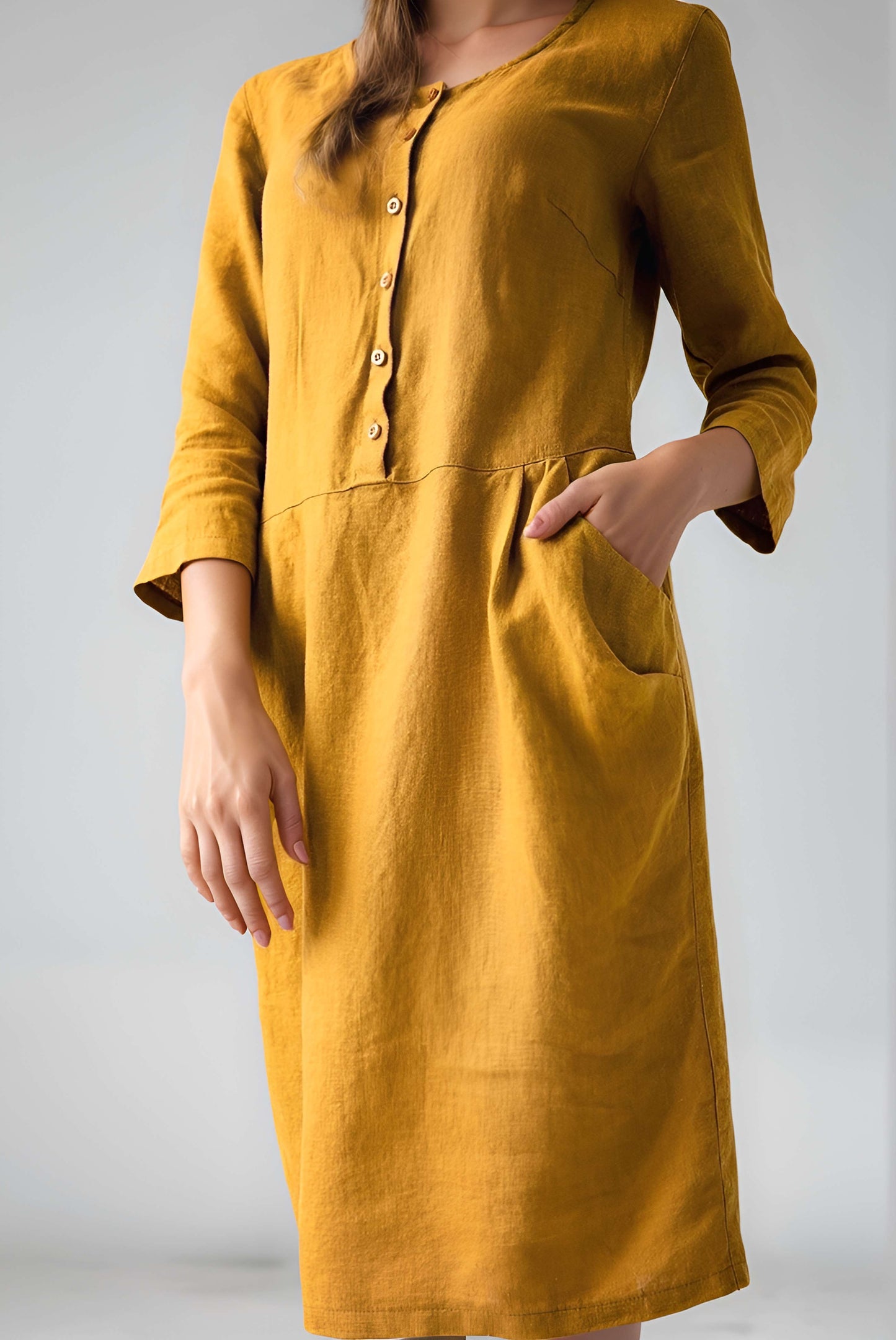 Sleeveless Linen Midi Dress GRENOBLE Casual Summer