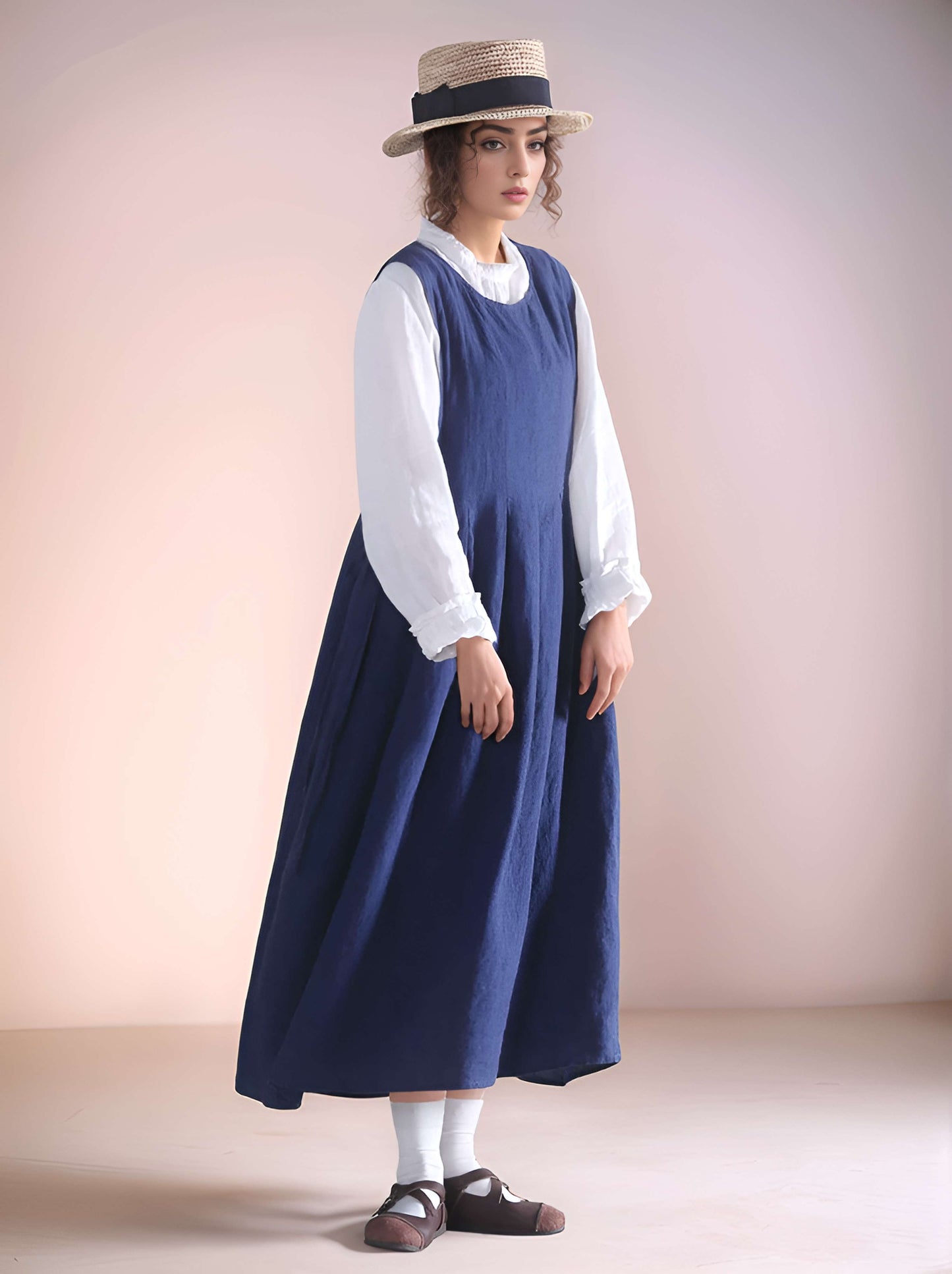 Sleeveless Linen Tank Dress BASEL Loose Plus Size