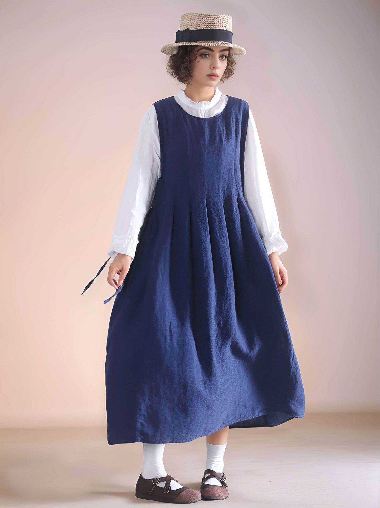 Sleeveless Linen Tank Dress BASEL Loose Plus Size