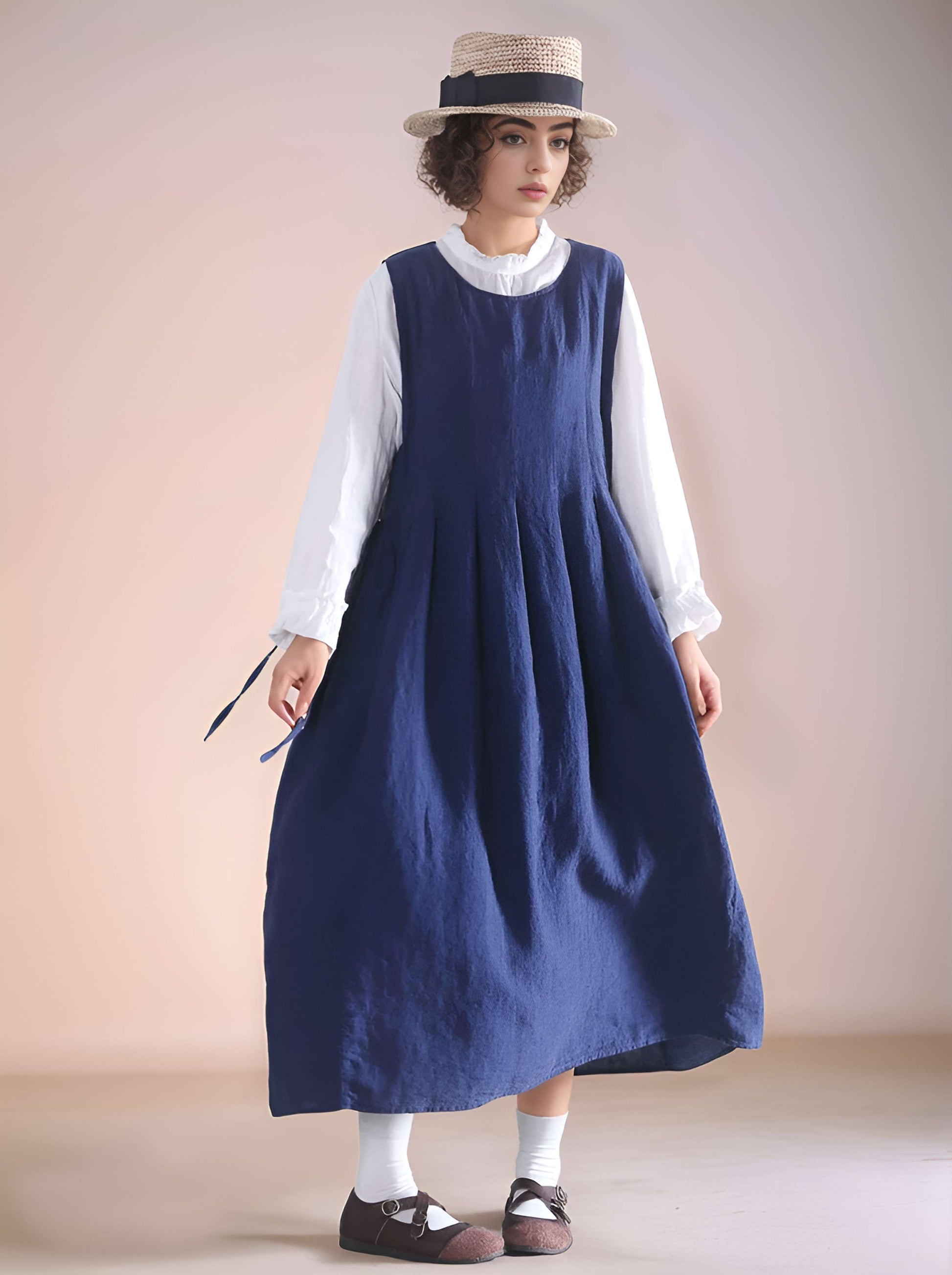 Sleeveless Linen Tank Dress BASEL Loose Plus Size