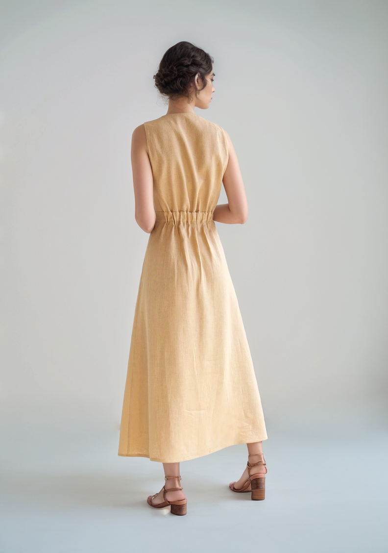 Sleeveless Wrap Linen Maxi Dress ALBI Summer Flowy