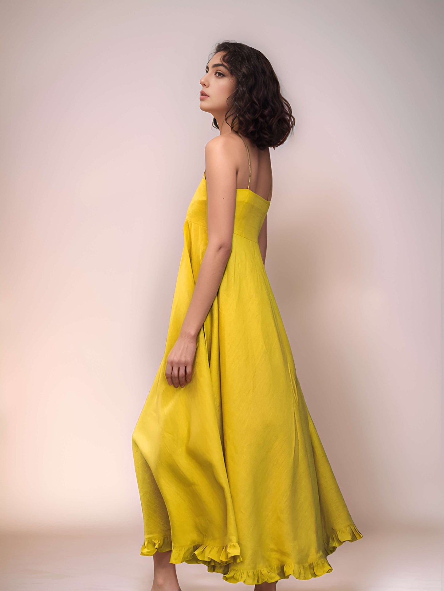 Spaghetti Strap Linen Maxi Dress AJACCIO