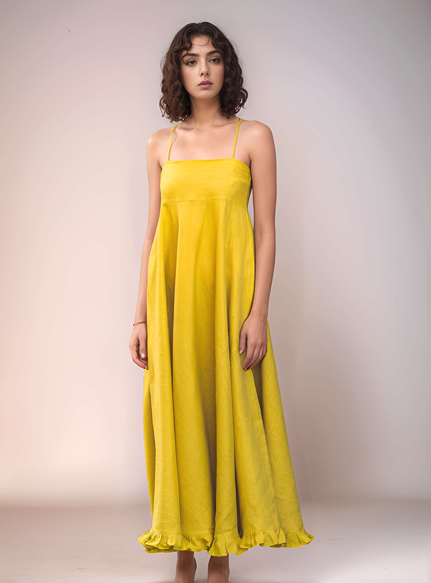 Spaghetti Strap Linen Maxi Dress AJACCIO