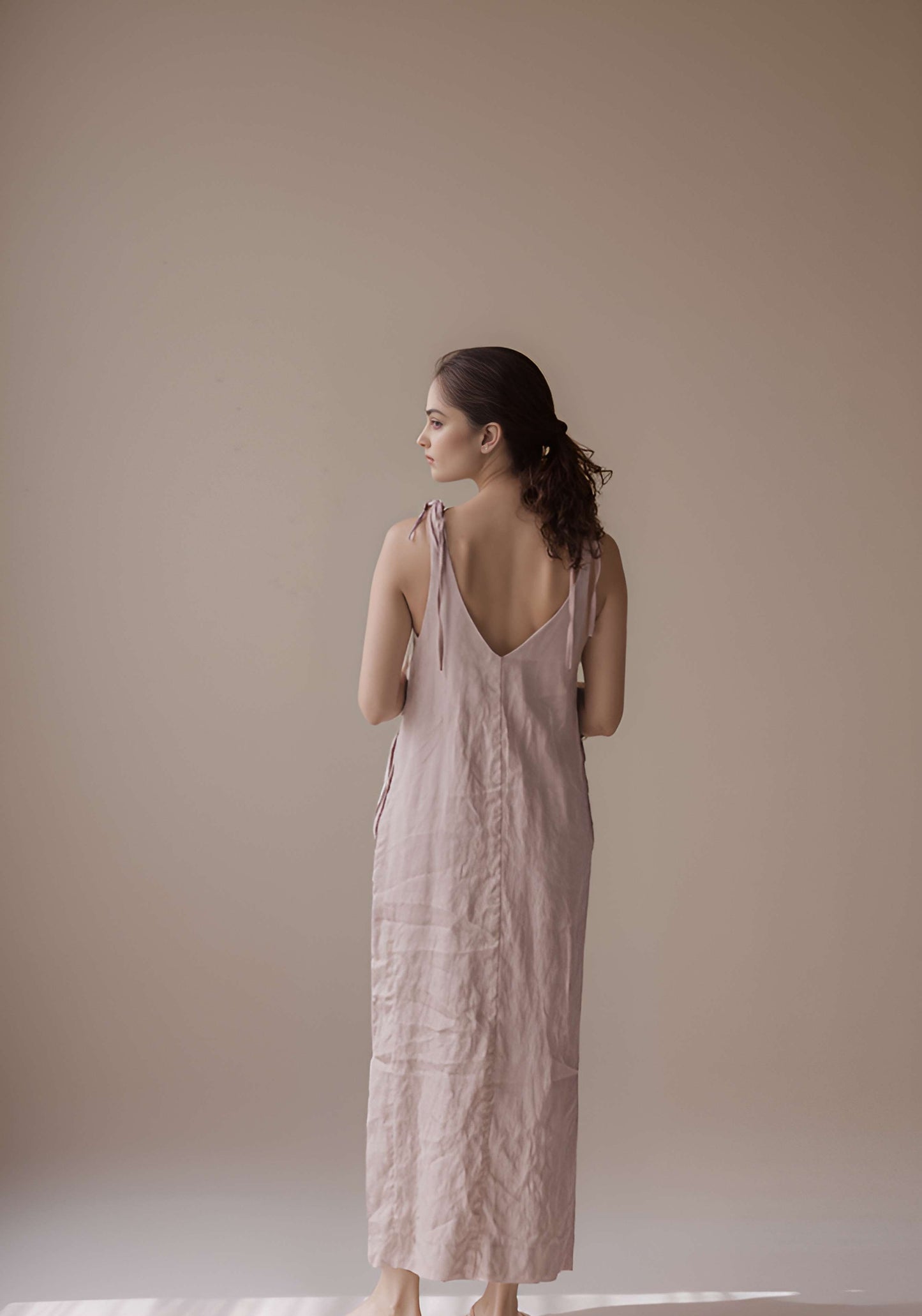 Spaghetti Strap Linen Slip Dress BAYONNE Boho Cami