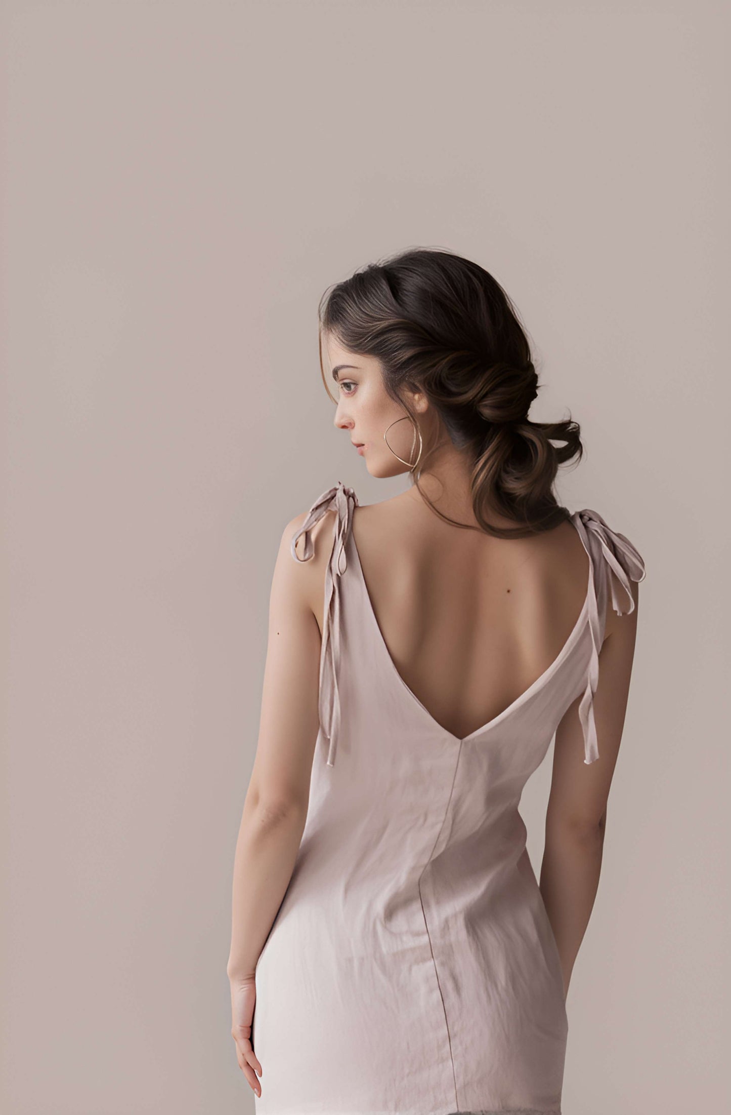 Spaghetti Strap Linen Slip Dress BAYONNE Boho Cami