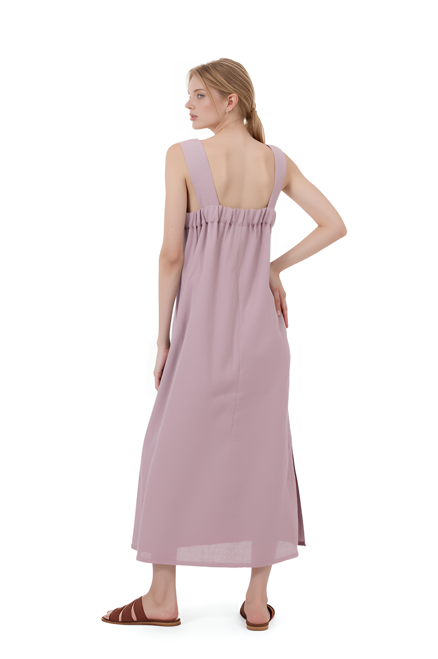 Tank Linen Maxi Dress ARLES Sleeveless Pockets