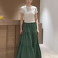 Tiered Linen Maxi Skirt BESANCON Elastic Waist