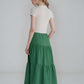 Tiered Linen Maxi Skirt BESANCON Elastic Waist