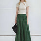 Tiered Linen Maxi Skirt BESANCON Elastic Waist