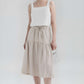 Tiered Linen Midi Skirt PERPIGNAN in Beige Pockets