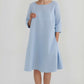 Trapeze Linen Dress NANCY Medium Sleeve Pockets