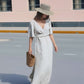 Nursing V-Neck Linen Maternity Dress CANNES with Tie Back