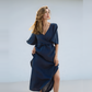 Nursing V-Neck Linen Maternity Dress CANNES with Tie Back