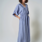V Neck Linen Kaftan Dress RENNES Kimono Sleeves