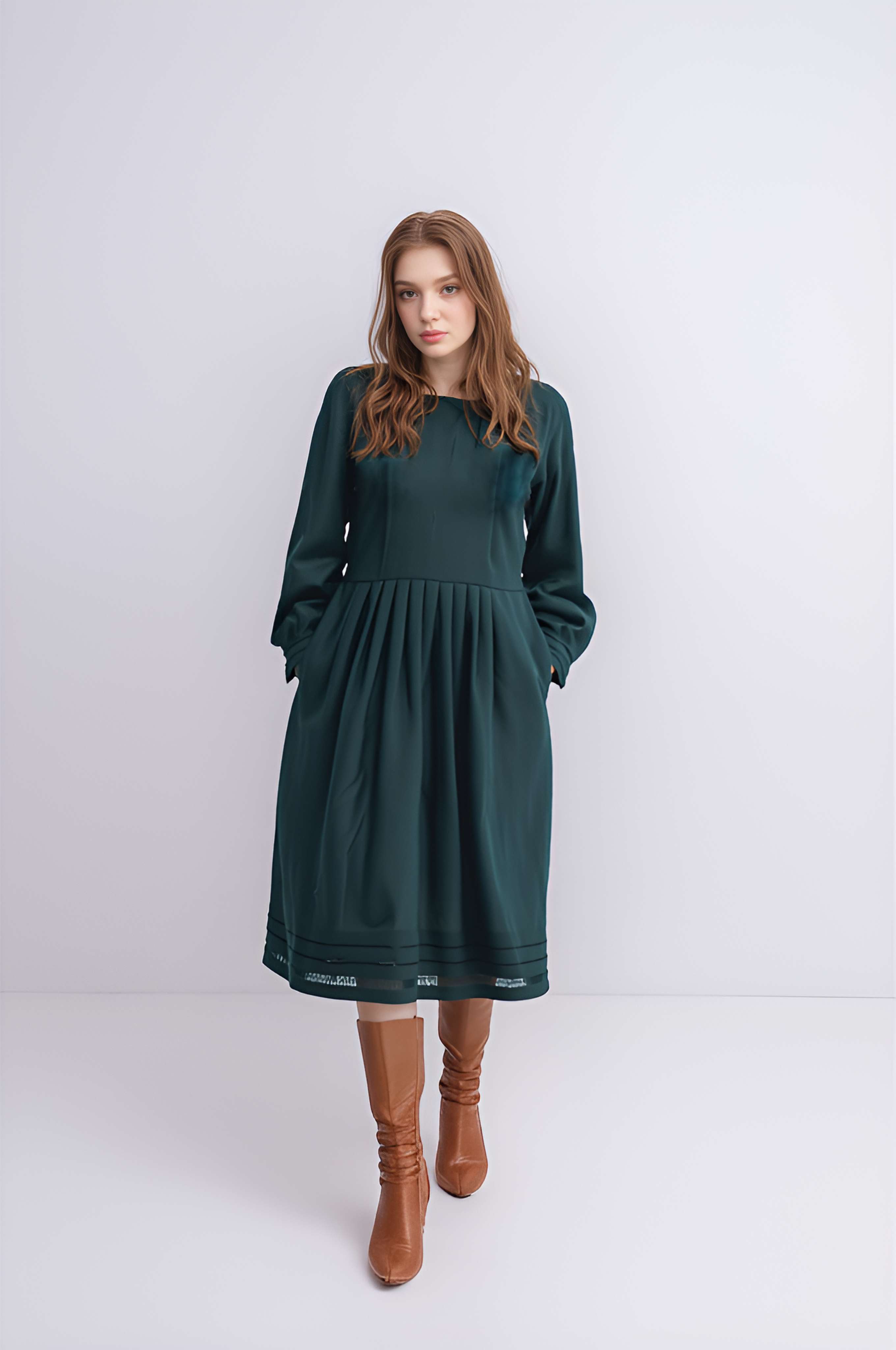 Vintage Linen Maxi Dress TOULOUSE with Collar