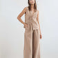 Wide Leg High Waist Linen Pants DIJON in Pearl