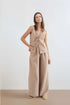 Wide Leg High Waist Linen Pants DIJON in Pearl