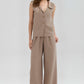 Wide Leg High Waist Linen Pants DIJON in Pearl
