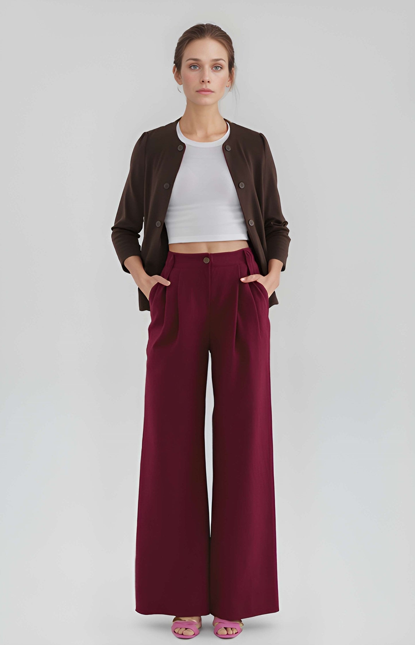 Wide Leg Linen Palazzo Pants ANGERS with Pockets