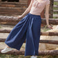 Wide Leg Linen Pants ALBI Elastic Waist Loose