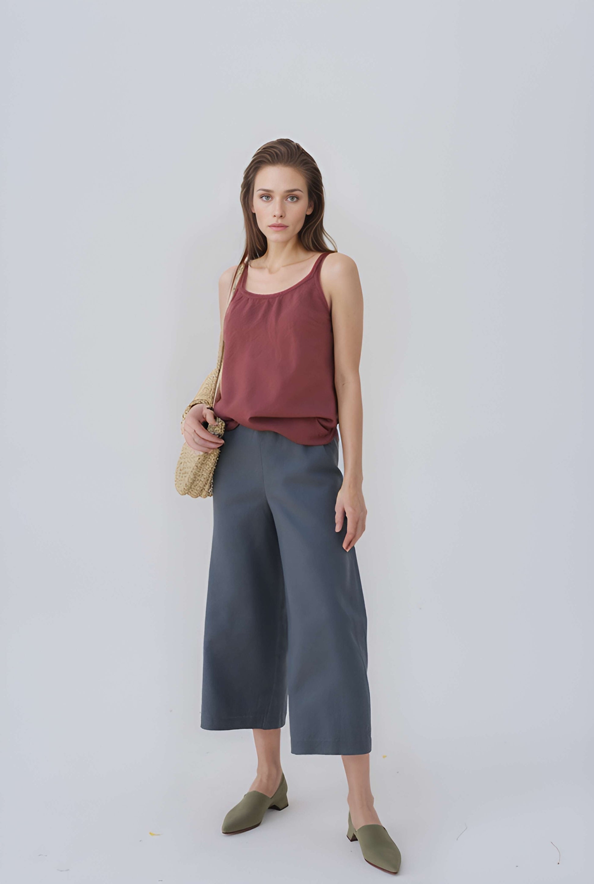 Wide Leg Linen Skirt Pants METZ Maxi Flowy