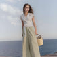 Wide Leg Linen Skirt Pants METZ Maxi Flowy
