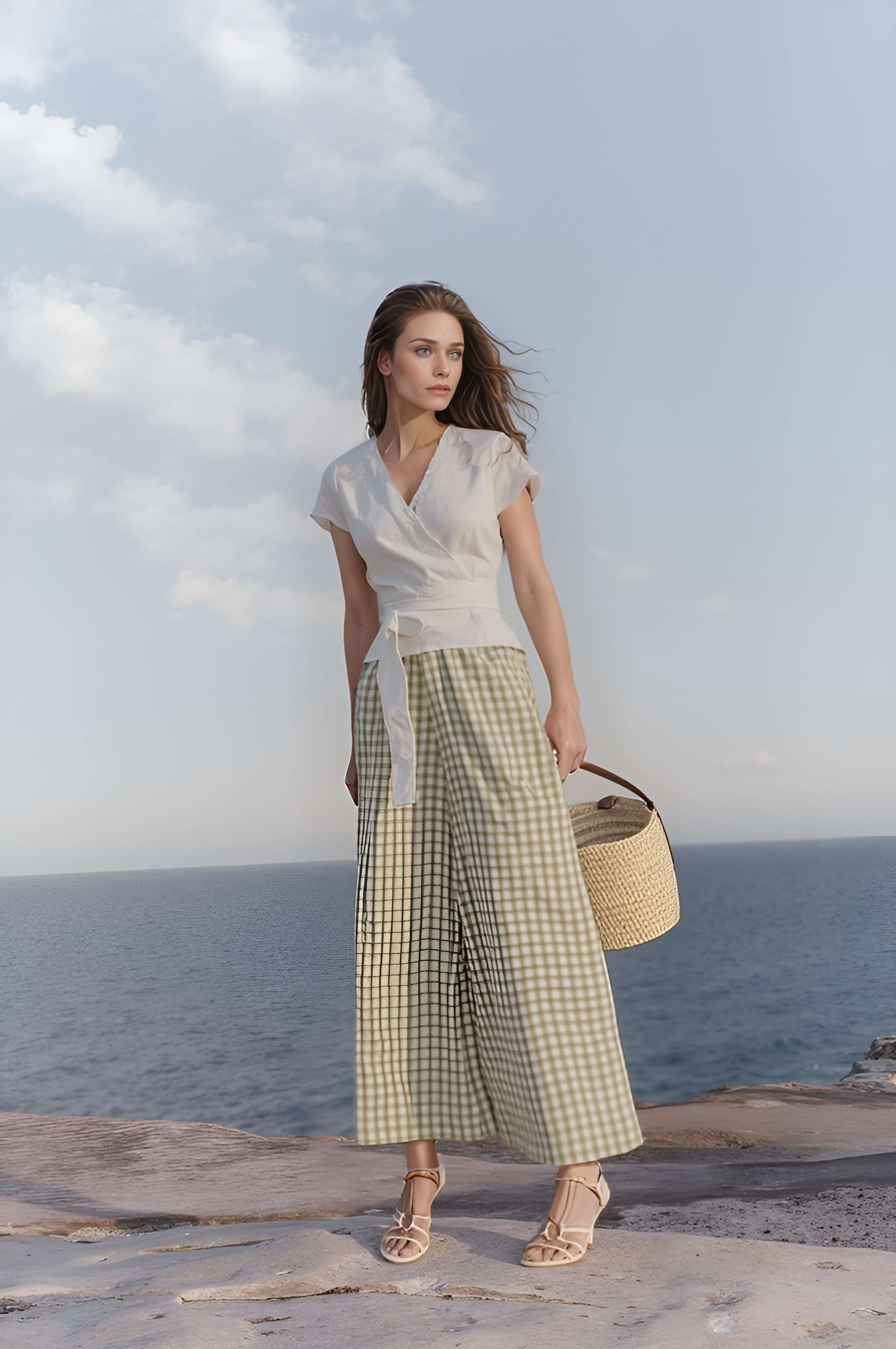 Wide Leg Linen Skirt Pants METZ Maxi Flowy
