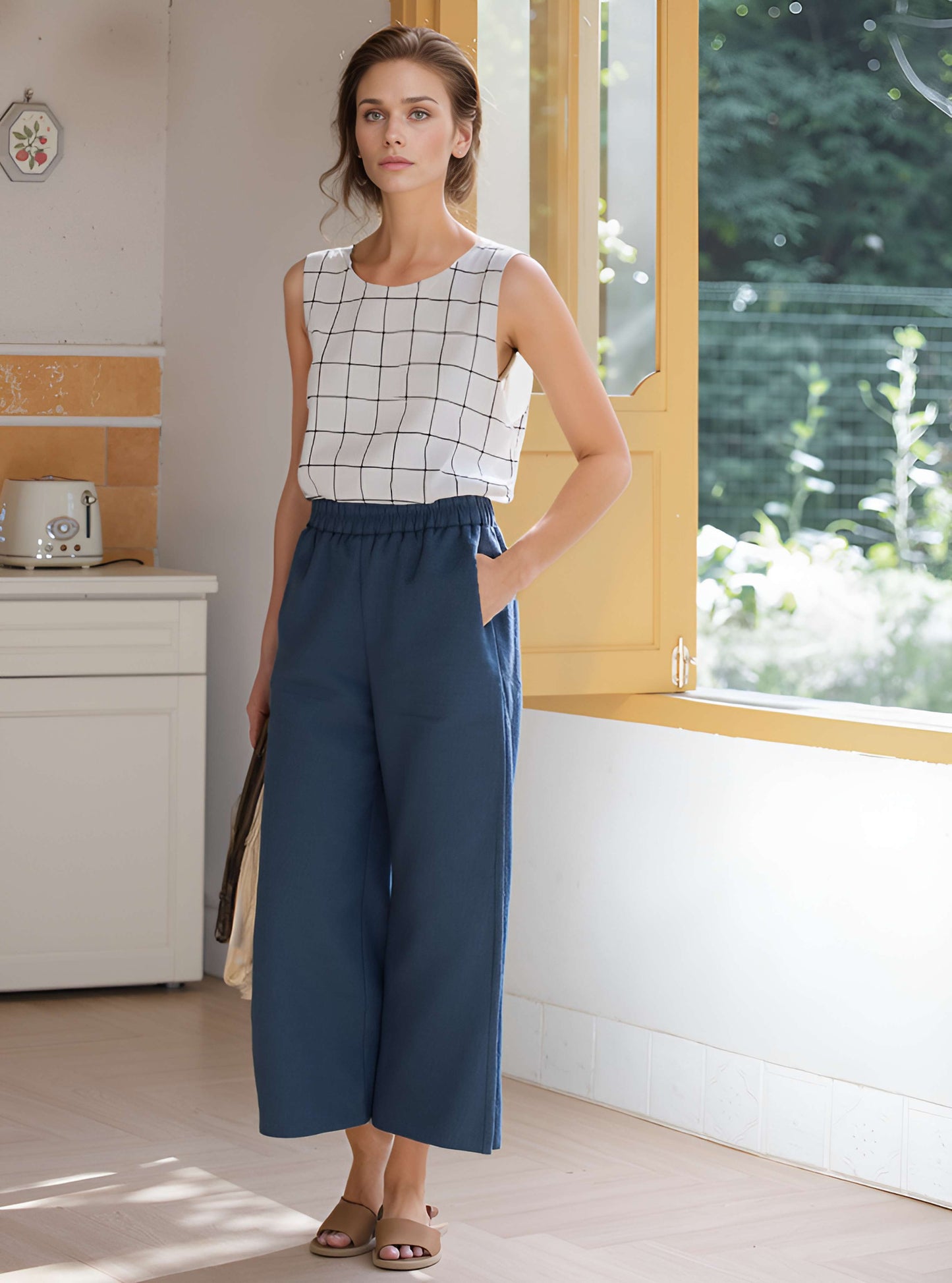 Wide Leg Linen Skirt Pants METZ Maxi Flowy
