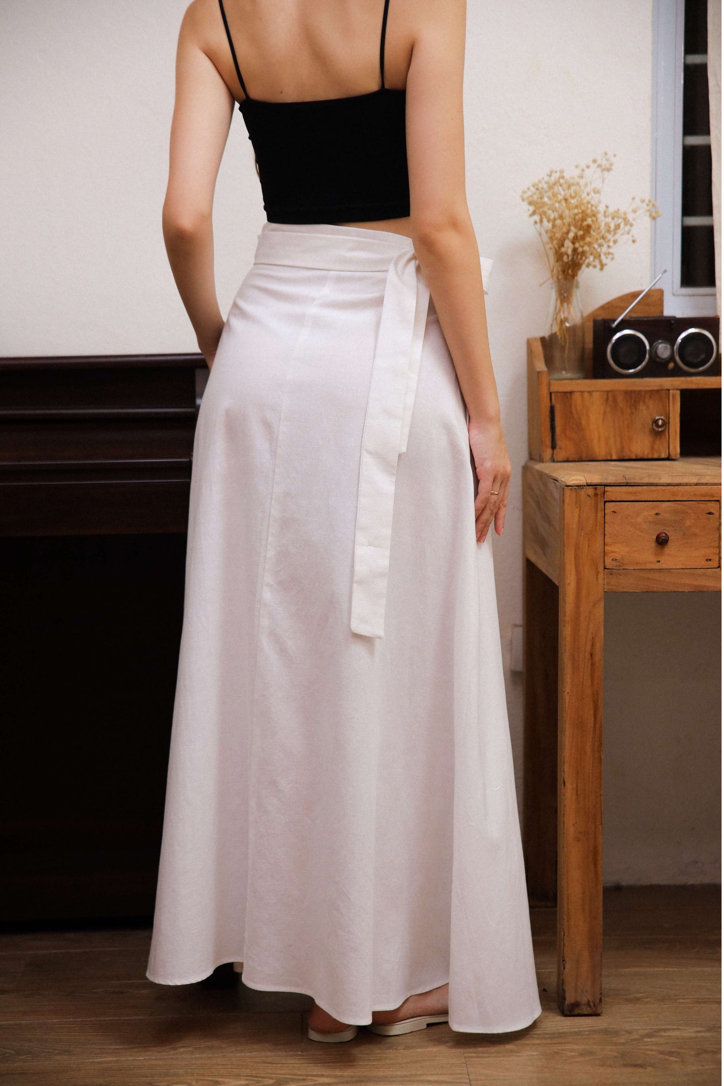 Wrap Waist Linen Maxi Skirt BLOIS with Pockets