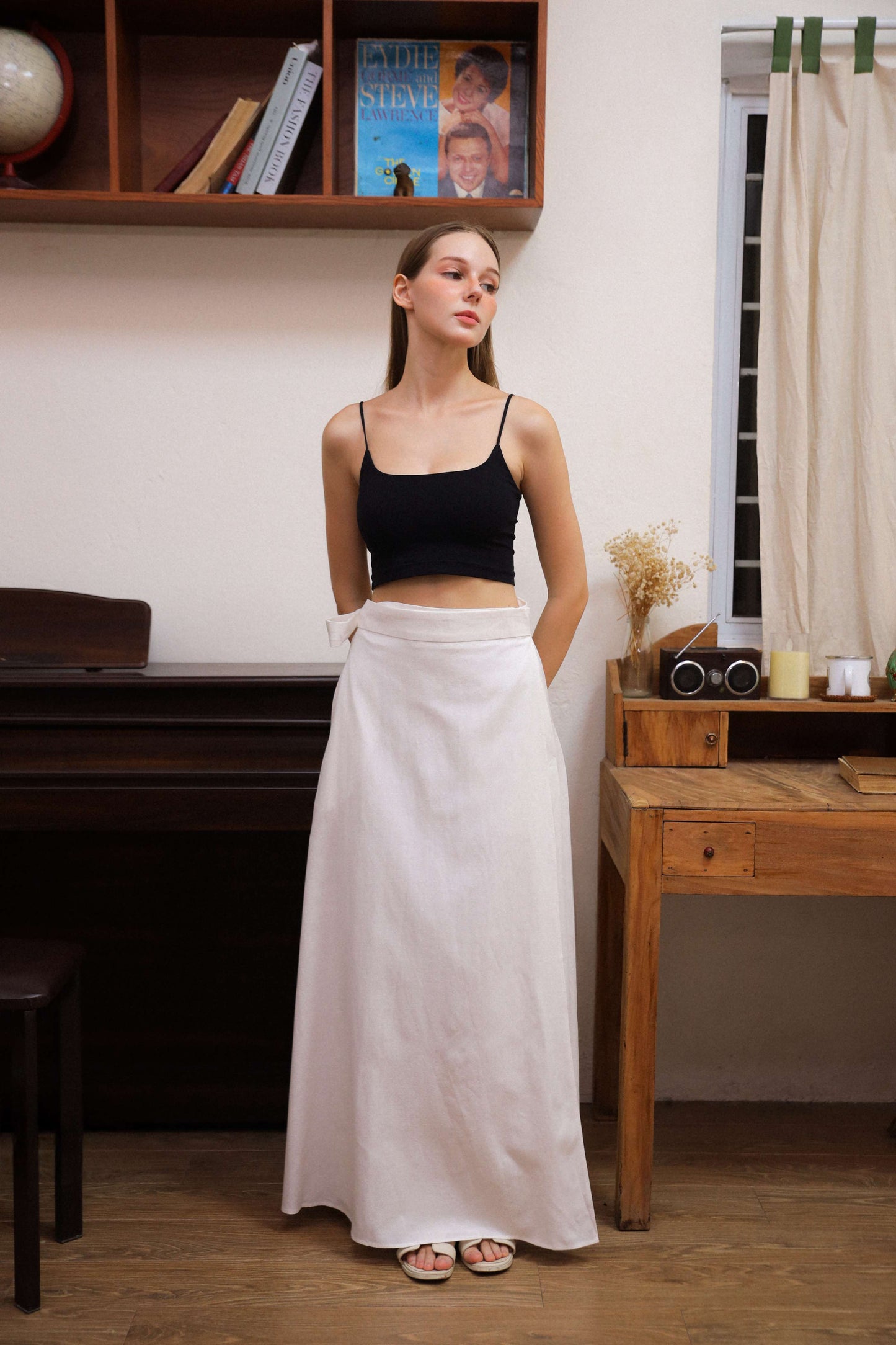 Wrap Waist Linen Maxi Skirt BLOIS with Pockets
