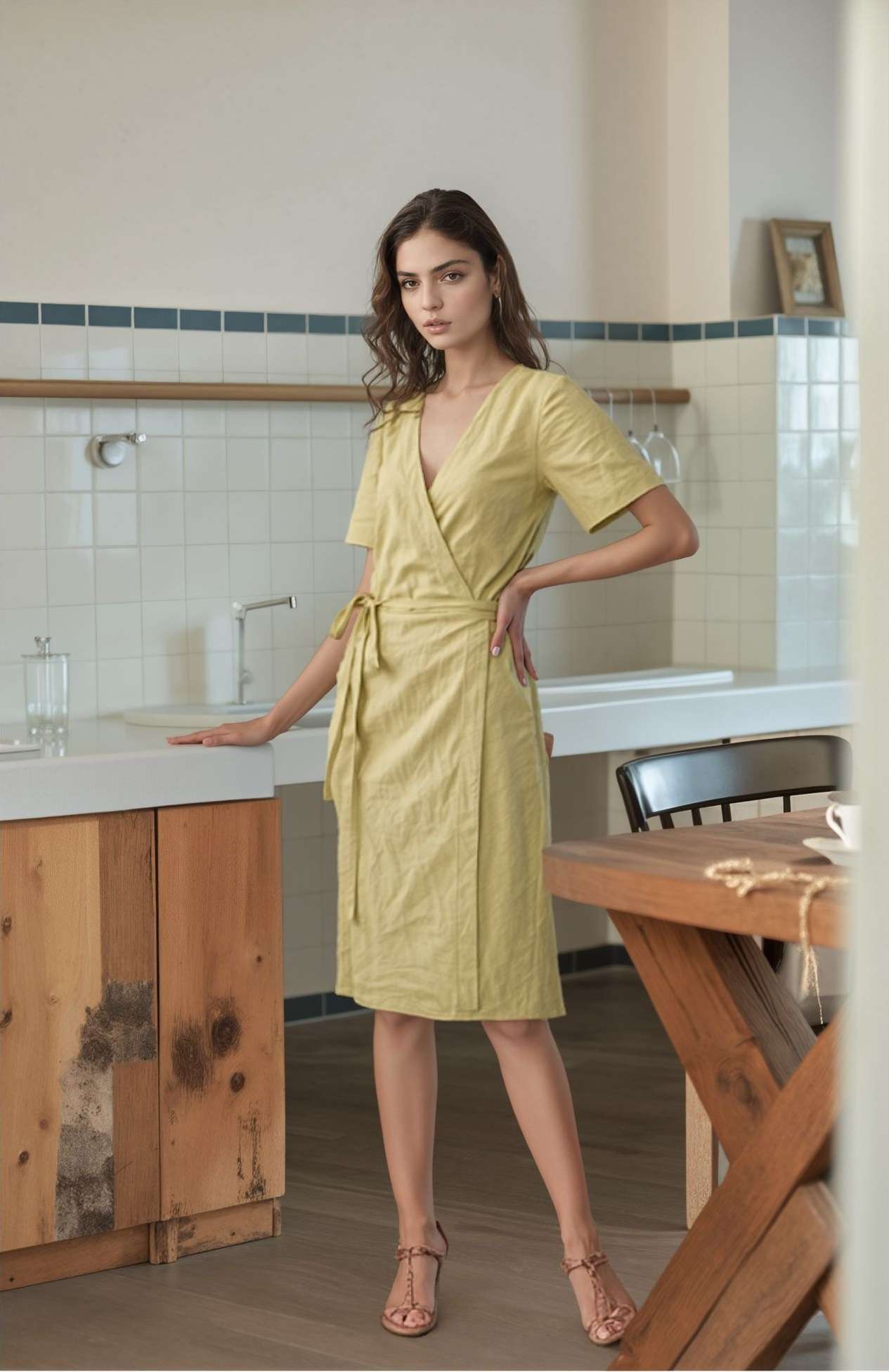 Wrap Linen Dress AMIENS Summer