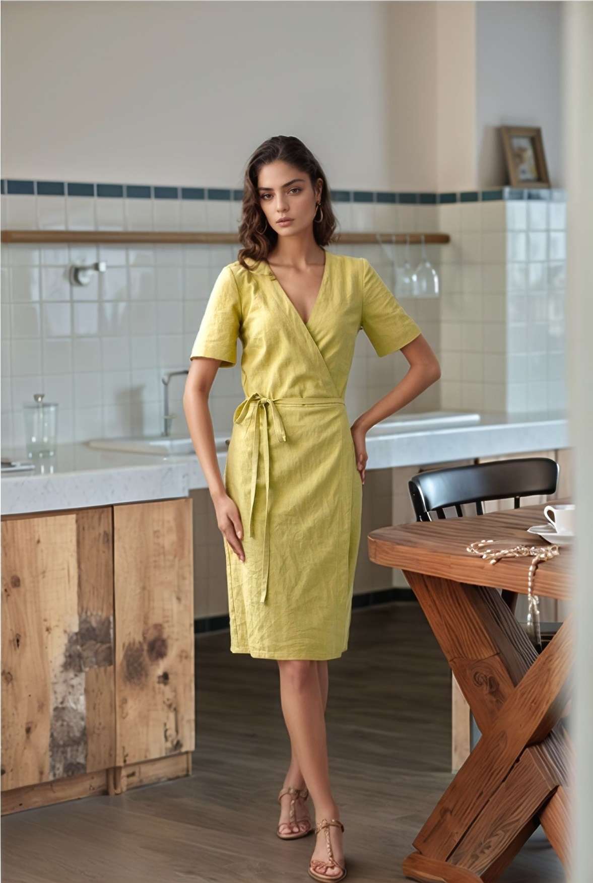 Wrap Linen Dress AMIENS Summer