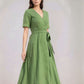 Wrap Linen Dress REIMS V Neck Elegant Minimalist