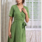 Wrap Linen Dress REIMS V Neck Elegant Minimalist