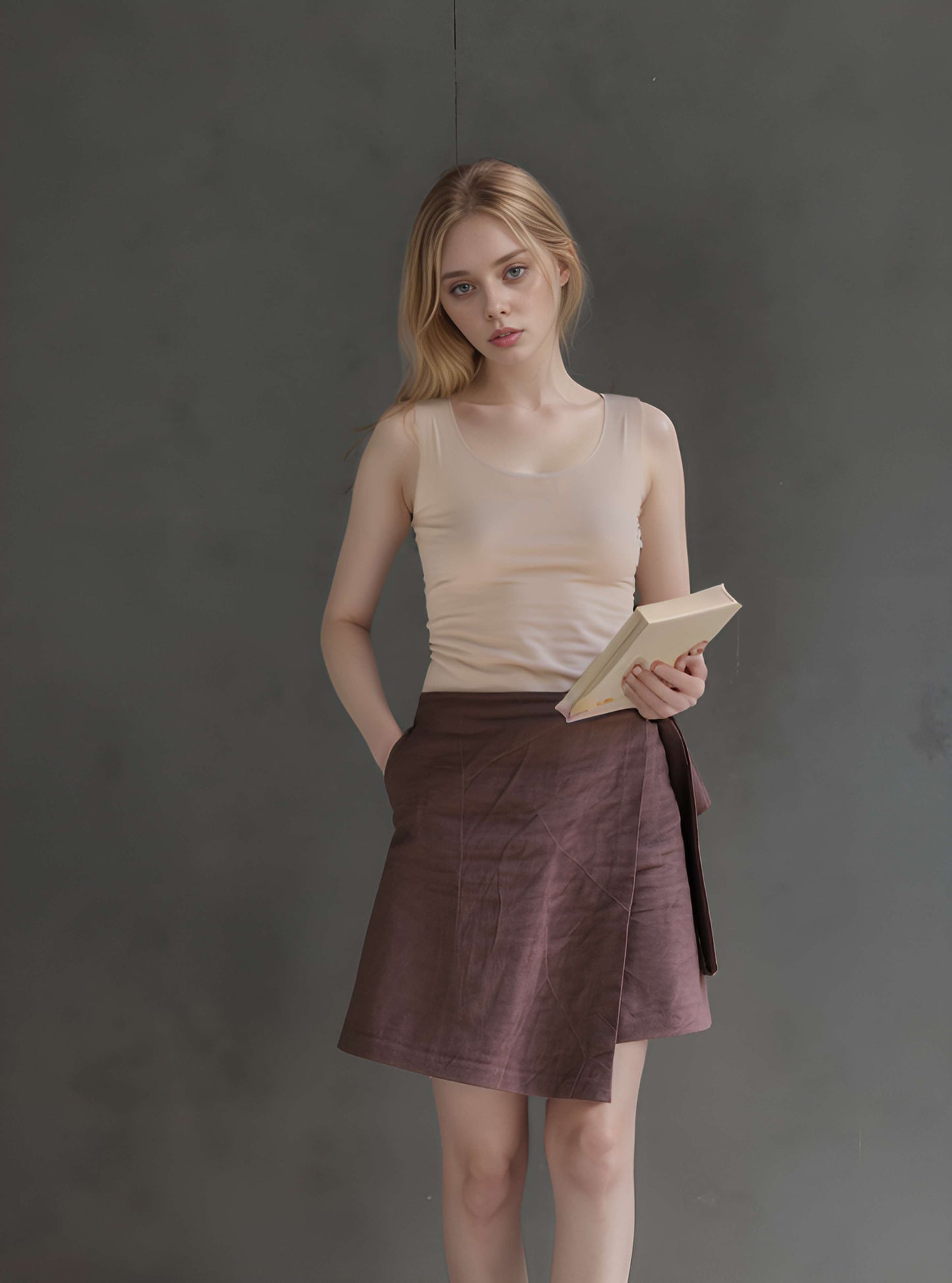Wrap Linen Mini Skirt MULHOUSE Belted Short
