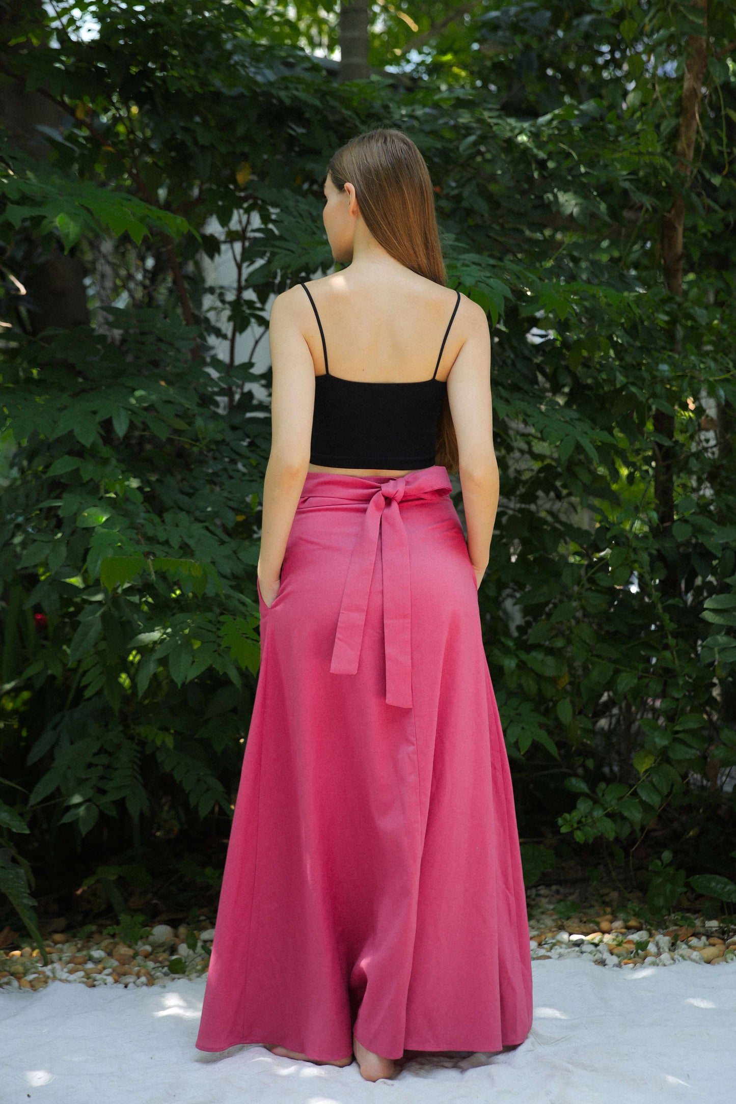 Wrap Waist Linen Maxi Skirt BLOIS with Pockets